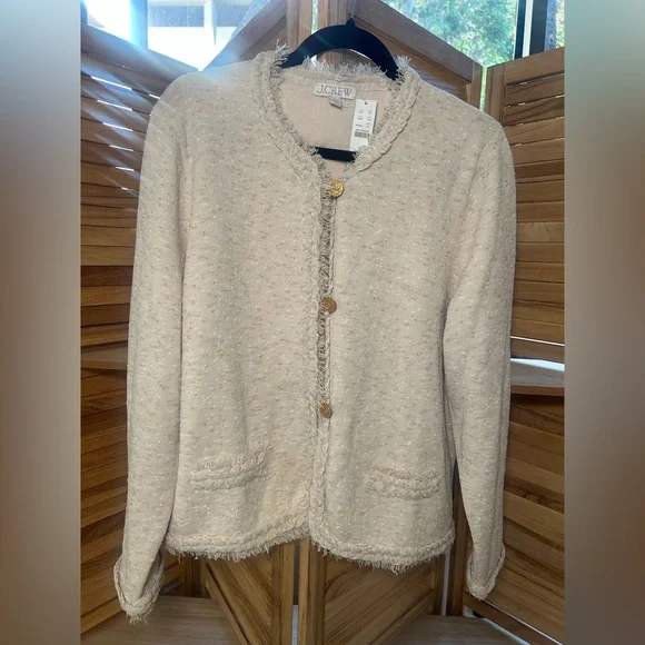 New With Tags J. Crew Women's Textured Cream Cardigan, XL - Picture 1 of 13
